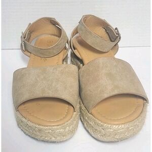 Vepose New York Womens Platform Sandals Sz 6 Gold/Nude CJY400A Espadrilles